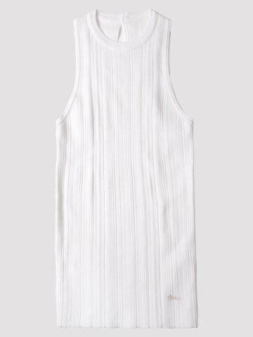uneven ribbed knit sleeveless_white