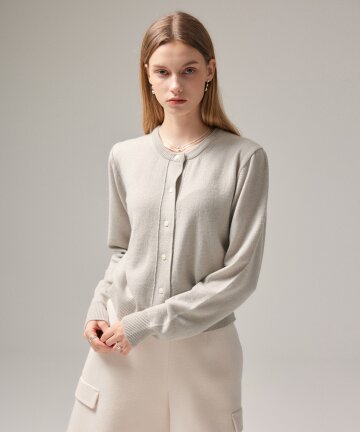 ROUND NECK CARDIGAN (GRAY)