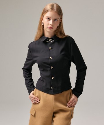 TURTLENECK HIGH-NECK BLOUSE (NAVY)