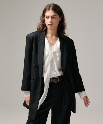 OVERSIZE WOOL DOUBLE JACKET (BLACK)