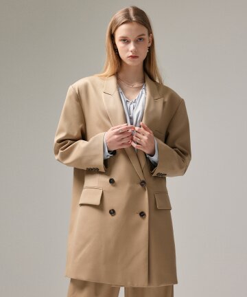 OVERSIZE WOOL DOUBLE JACKET (BEIGE)