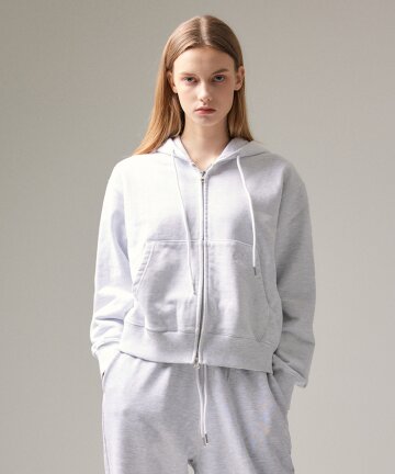 WASHING HOOD ZIP-UP (WHITE MELANGE)