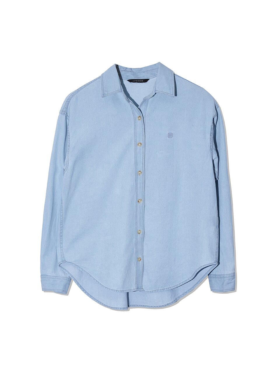 Minimal Logo Denim Shirt - Mid Blue