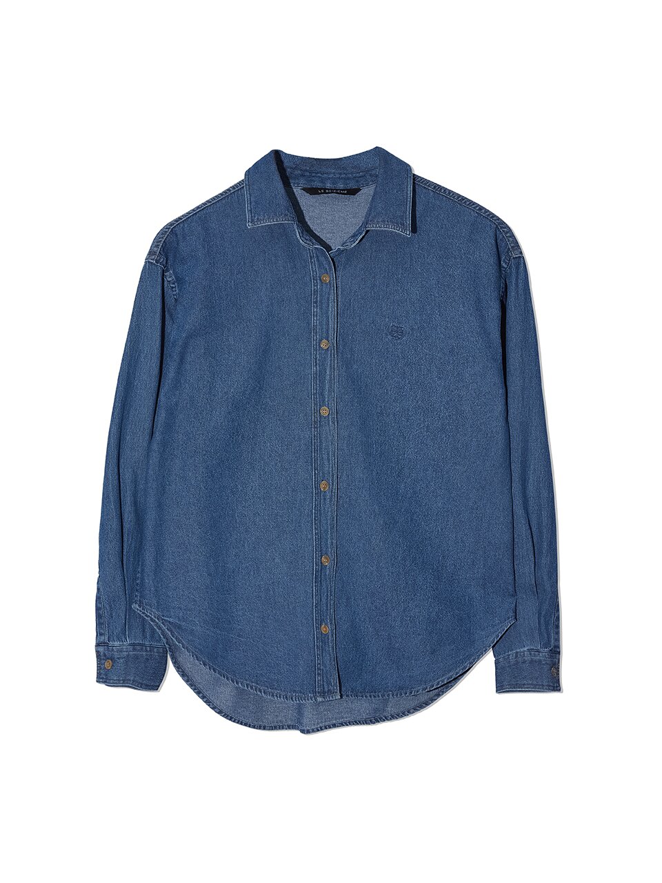 Minimal Logo Denim Shirt - Mid Blue