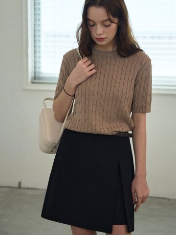 Slit Detail Wrap Skirt (Black)