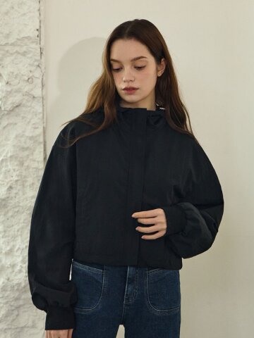 String Hoodie Crop Jumper(Black)