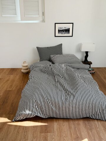 블랙 스트라이프 이불커버 세트 SS,Q,LK
