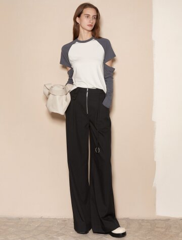 BA_Drop ring wide-leg pants
