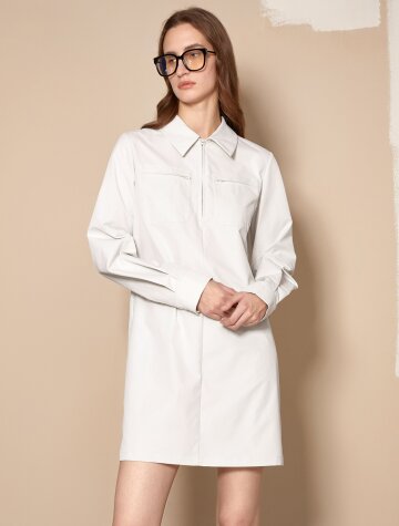 BA_Half zip up shirt dress_2color