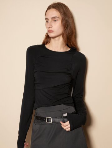 BA_Layered shirring slim top_2color