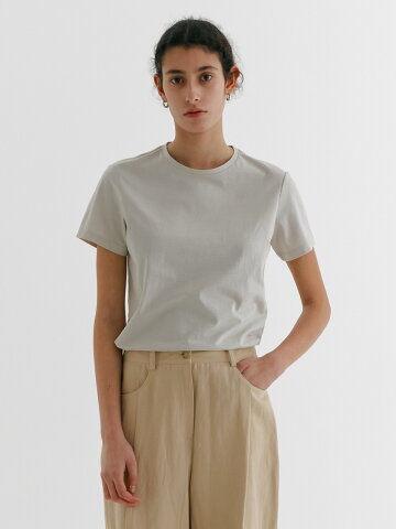 STANDARD FIT BASIC HALF T-SHIRTS_SAND