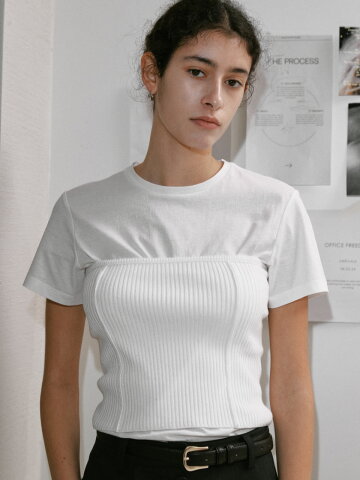 COTTON TUBE TOP KNIT_WHITE
