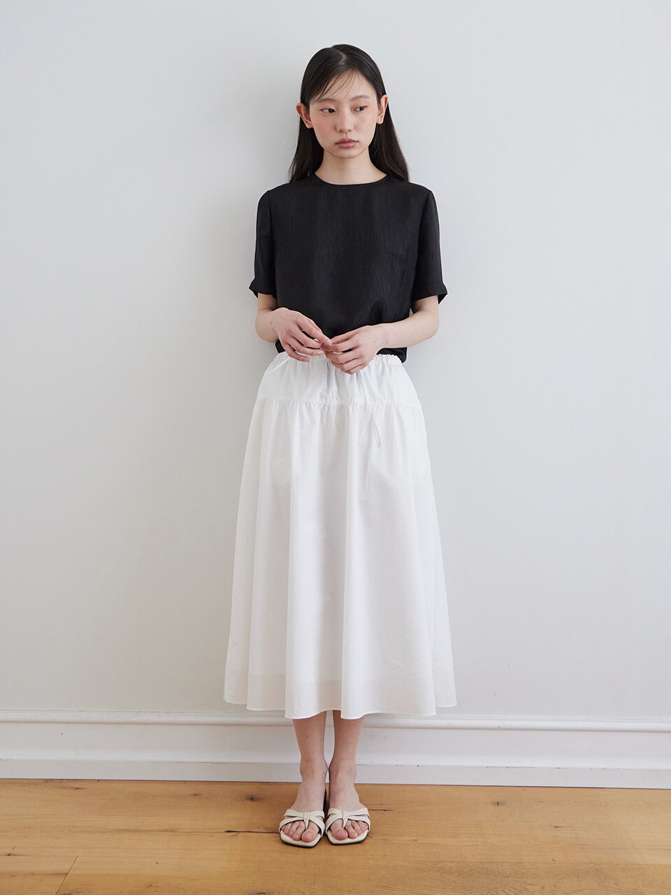 CRACK HALF SLEEVES BLOUSE_BLACK