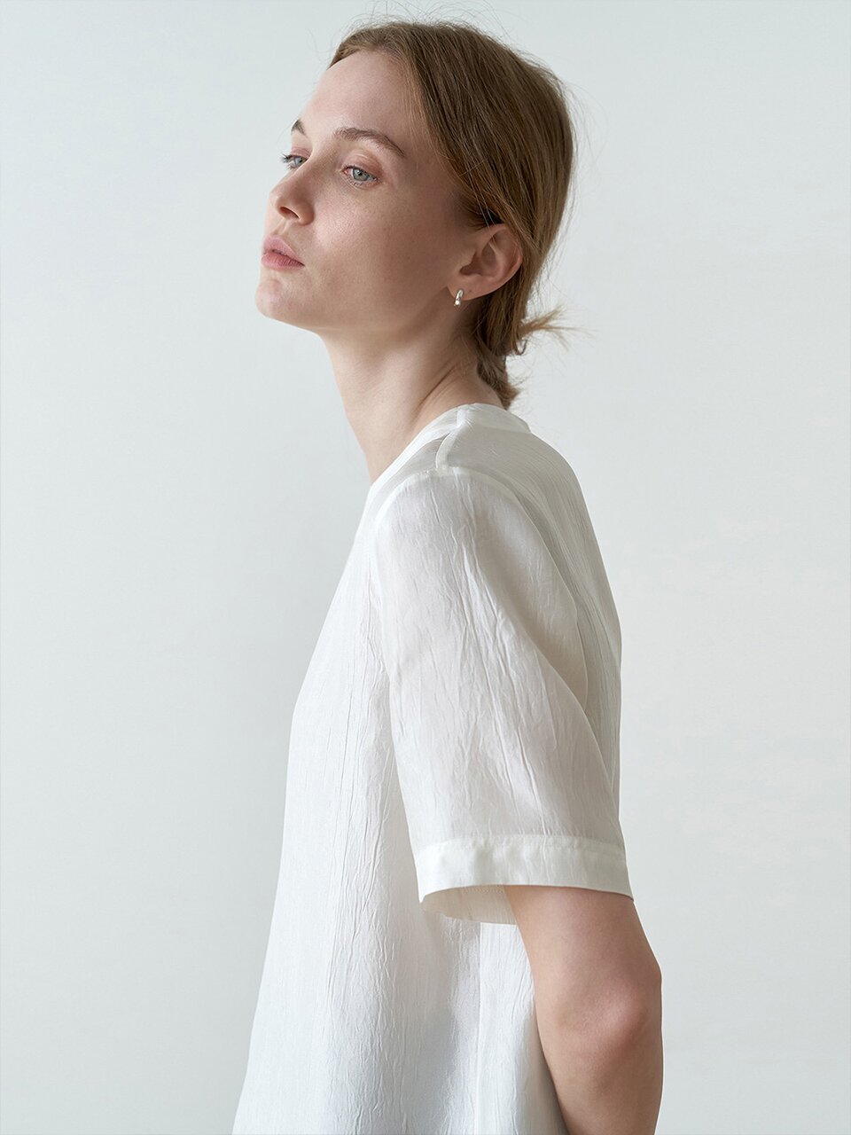 CRACK HALF SLEEVES BLOUSE_WHITE