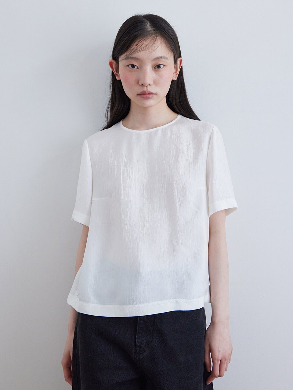CRACK HALF SLEEVES BLOUSE_WHITE