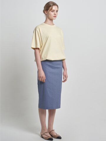 Cotton Pencil Skirt Blue