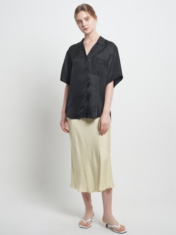 Bias Cut Long Skirt Lemon