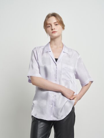 Short Sleeve Boyfriend Shirt Lilac
