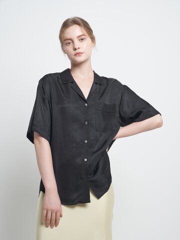 Short Sleeve Boyfriend Shirt Black