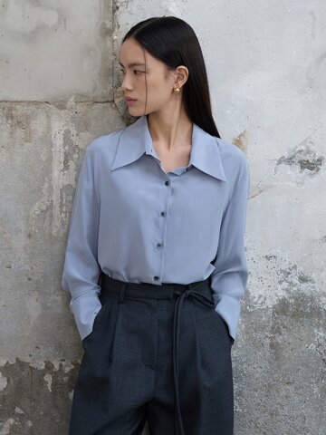 Basic Silk Shirt Baby Blue