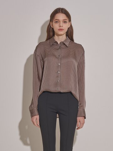 Boyfriend Silk Shirt Check