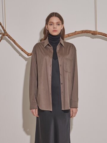 Boyfriend Suede Shirt Taupe