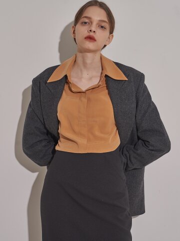 Double-breassted Wool Blazer Charcoal