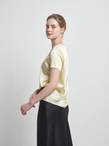 Crewneck Silk Tee Lemonade