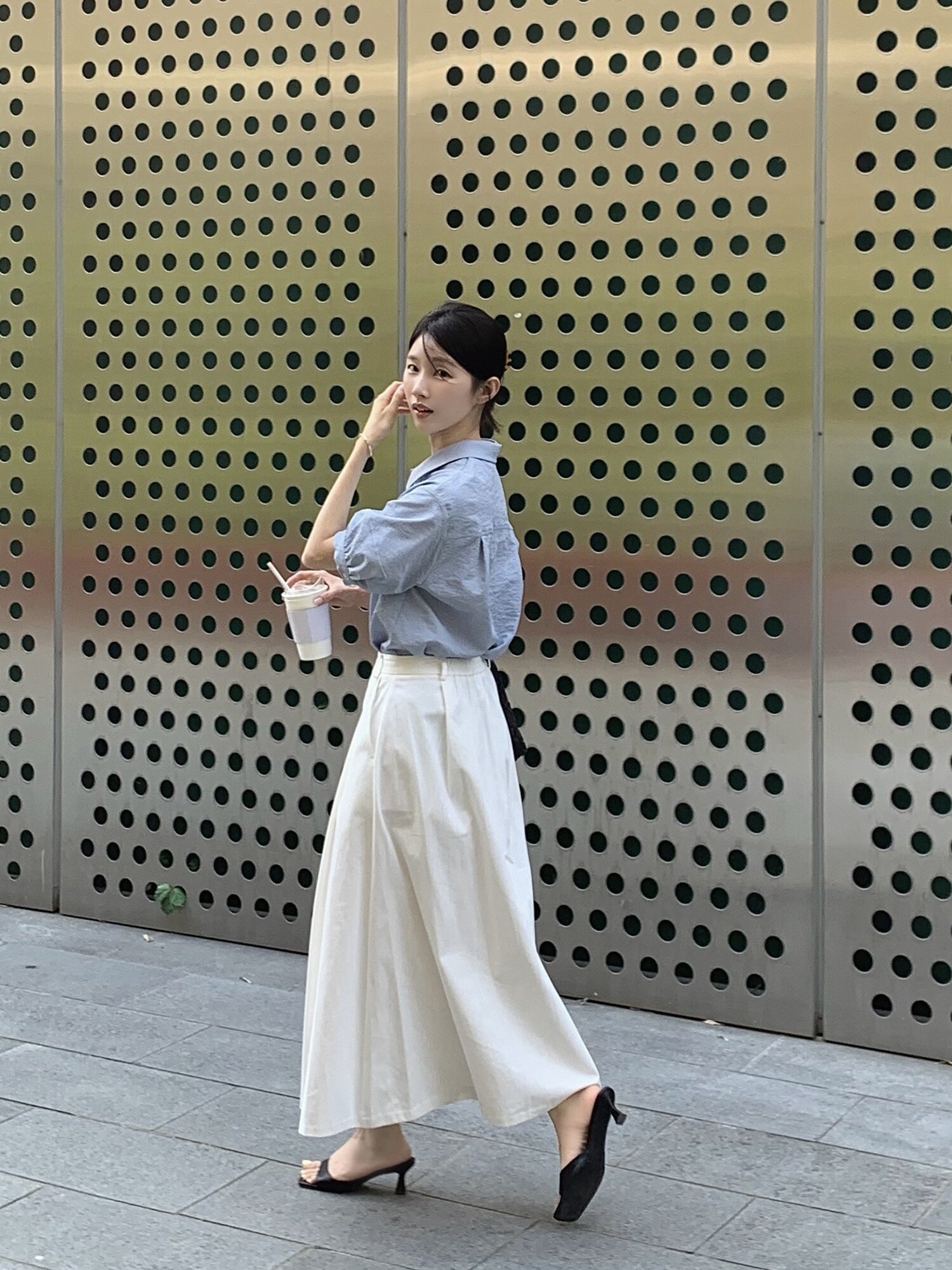 베이직 코튼 플레어 스커트