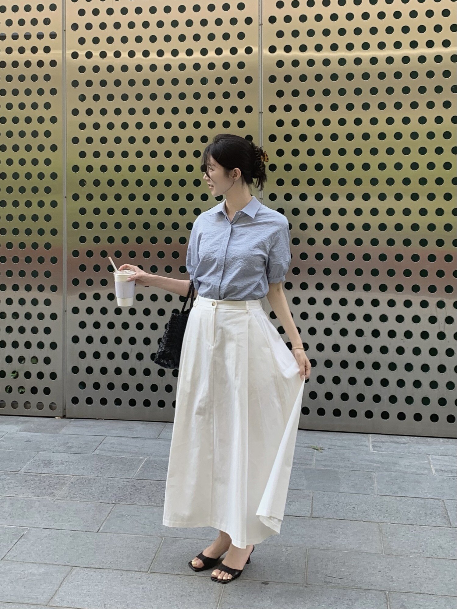 베이직 코튼 플레어 스커트