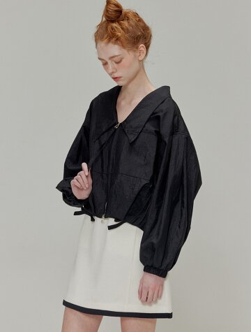 샤이닝 카라 나일론 자켓 블랙