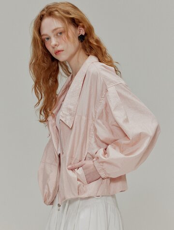 샤이닝 카라 나일론 자켓 피치핑크