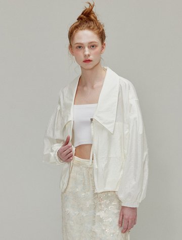 샤이닝 카라 나일론 자켓 아이보리