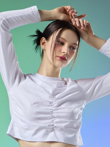 에어리 크롭 셔링 슬림핏 이너 긴팔티셔츠 [WHITE]