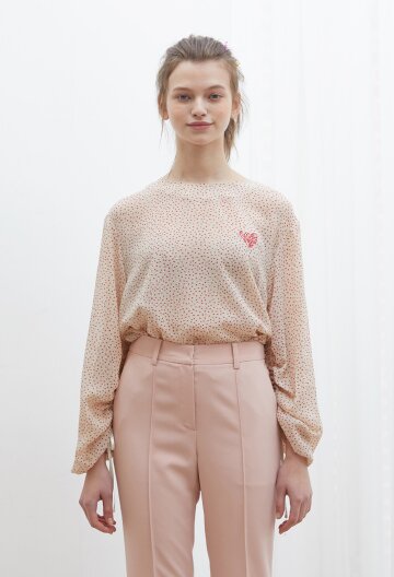 CHIFFON DOT BLOUSE I IVORY