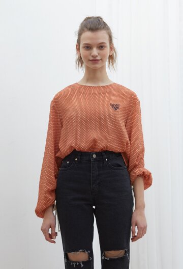 CHIFFON DOT BLOUSE I ORANGE