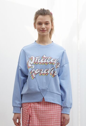 FRONT SPLIT DETAIL SWEATSHIRT I L.BLUE