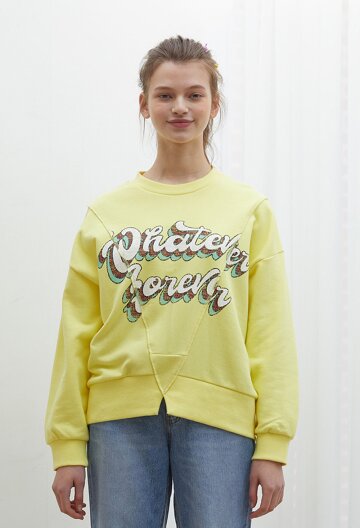 FRONT SPLIT DETAIL SWEATSHIRT I YELLOW