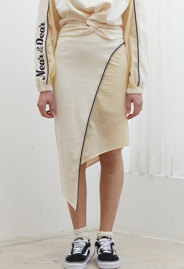 ASYMMETRY JERSEY SKIRT I IVORY