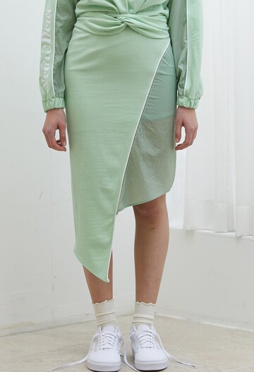 ASYMMETRY JERSEY SKIRT I MINT