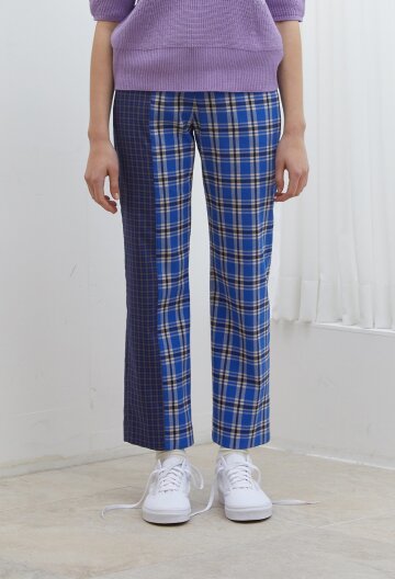 CHECK COMBI PANTS I BLUE