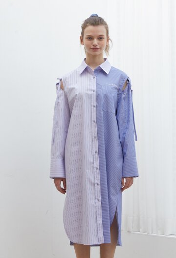 STRIPE COMBINATION SHIRT DRESS