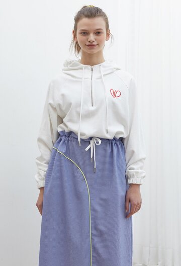 SHIRRING WAIST CHECK DRESS I BLUE