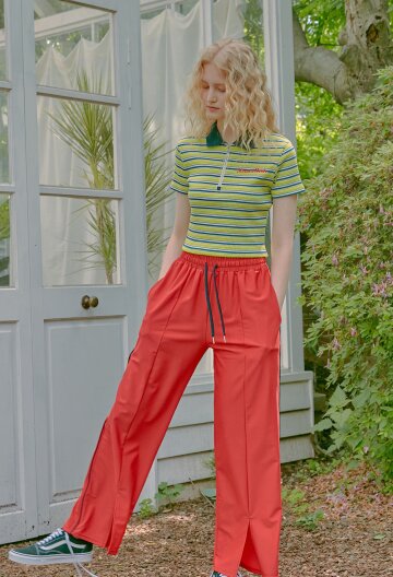 COLLAR CROP T-SHIRTS I LIME