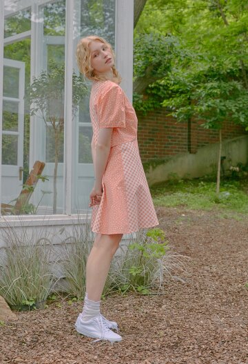 FLOWER&CHECK COMBINATION DRESS