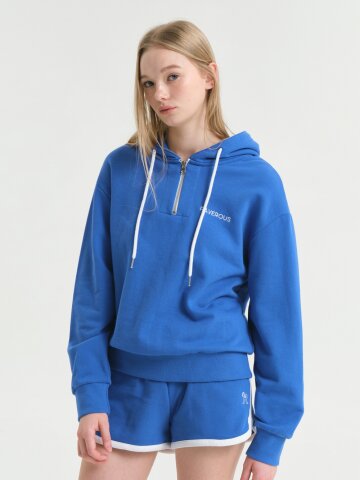 Half Zip-up Hoodie Sweatshirts Blue