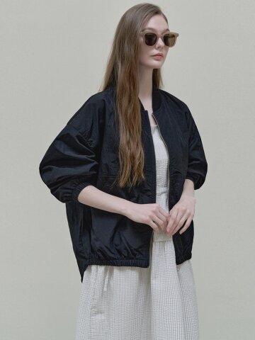 Nylon Oversized Jumper - black