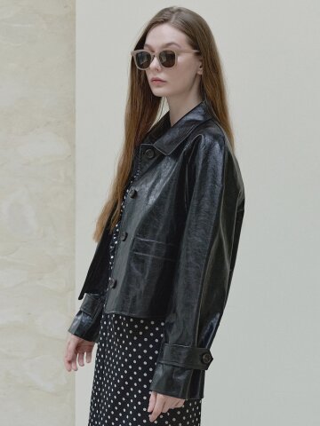 Fake Leather Trucker Jacket - black