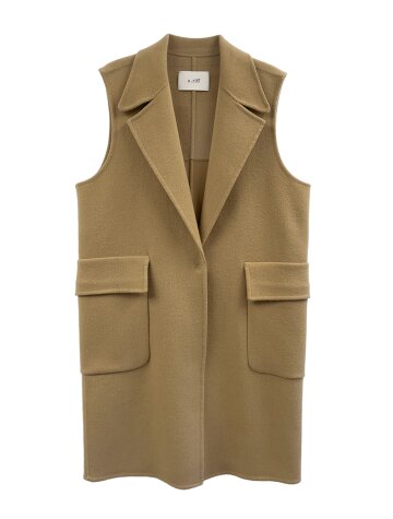Handmade simple wool vest_BEIGE