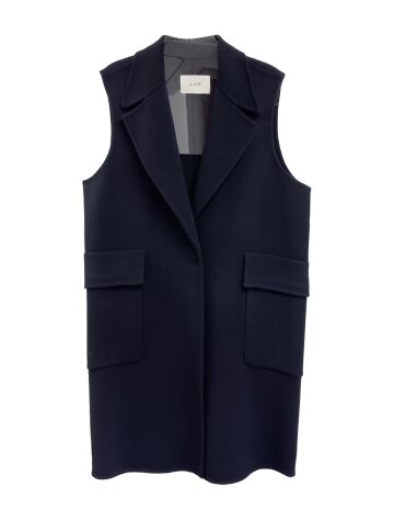 Handmade simple wool vest_NAVY